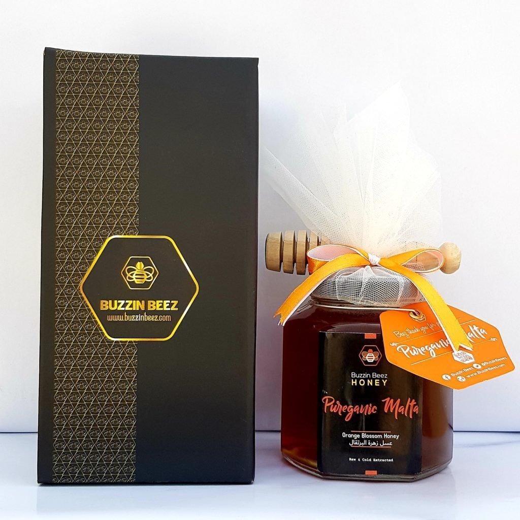 Pureganic Malta orange blossom honey jar with gift box